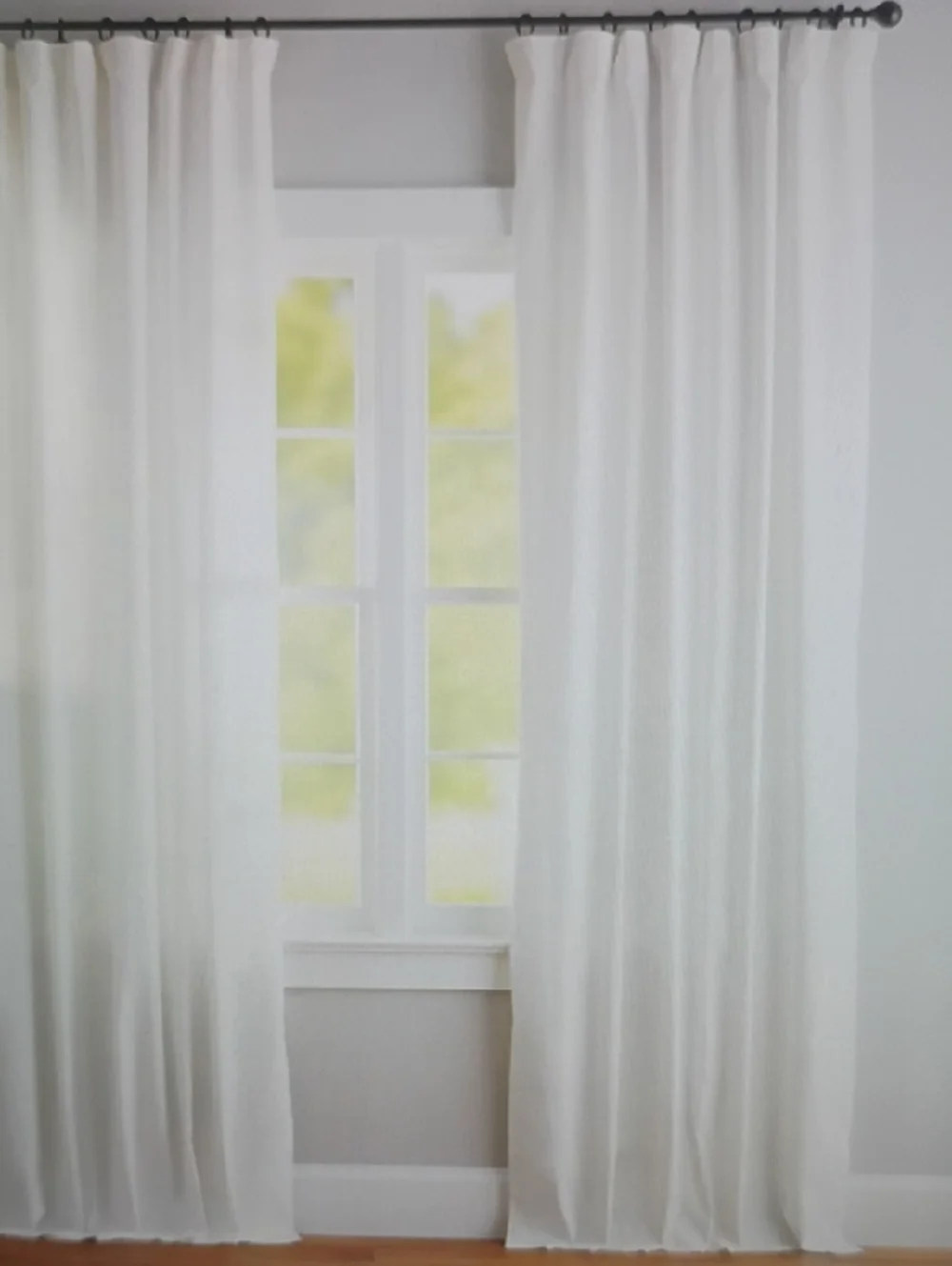 One Pottery Barn Emery Linen White Blackout Window Curtain (84